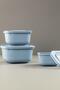 Square 3 Piece Vacuum Sealed Air-Free Storage Container Set Blue (1800/1100/600 ml) - 3