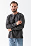 Men's Crew Neck J Printed 100% Cotton Sweatshirt Anthracite - 25K 5725 - 5