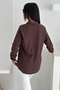 Women's Brown Wooden Buttoned Folding Sleeve Double Pocket Casual Flowy Loose Fit Shirt - 7