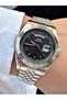 Silver-Black Color Steel Cord Steel Case Men's Wrist Watch with Calendar 1349.05Mr - 4
