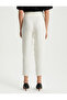 Ecru - Satin Trousers with Belt Detail - 6