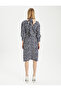 Viscose Scarf Collar Printed Dress - 6