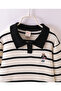 Front Open Striped Sweater - Beige - 3