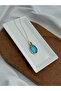 Zircon Stone Bee Detail Oval Cut Necklace Blue - 3