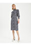 Viscose Scarf Collar Printed Dress - 3