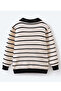 Front Open Striped Sweater - Beige - 2