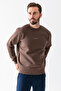 Men's Crew Neck Notfind Printed 3Ip Sweatshirt Brown - 25K 5012 - 3
