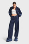 Women's Indigo Blue 7w5-50 Palazzo Fit Viscose Fabric Floral Embroidered Special Design Denim Jeans - 5