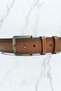 5177 - 4 cm Double Stitched Faux Leather Brown Men's Belt - 5