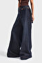 Women's Dark Denim Color 2w5-128 Super Palazzo Fit 100% Cotton Belt Detail Inner Leg 83 cm Denim Jean - 2