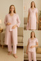 Milk Coffee Lace Detailed Maternity and Maternity Pajama Set Suitable for Breastfeeding