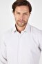 Men's Beige Long Sleeve Hard Collar Slim Fit Cotton Shirt 1004250225 - 5