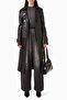 Black Size Coat - Faux Leather - 100% Polyester - Stylish Design with Adjustable Belt - 3