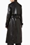 Black Size Coat - Faux Leather - 100% Polyester - Stylish Design with Adjustable Belt - 4
