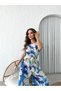 White Blue Floral Print Colored Jumpsuit - 3