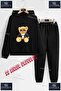 Children's Unisex "Bear with Empty Glasses" Special Printed Hooded Tracksuit Set