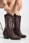 Dallaws Mid-Heeled Western Style Women's Embroidered Cowboy Brown Suede Boots - 2