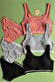 Soleya 2-Pack Cotton Camisole Fabric Blue and Black Women's Half Singlet with Pad and Triangle Panties Set - 3