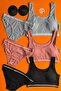 Soleya 2-Pack Camisole Cotton Fabric, Black and Blue Color White Line Bra and Panty Set - 4