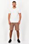 Men Textured Basic Shorts, Tan - 2