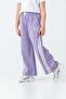 Girls' Sweatpants with Wide Legs and Printed Front with Grosgrain Stripes on the Sides - 3