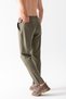 Men's Elastic Waist Tie Detail 100% Cotton Jogger Trousers Khaki - 25088 - 7