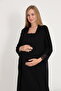Black Maternity and Maternity Dressing Gown Nightgown Set - 2
