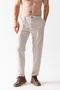 Men's Elastic Waist Tie Detail 100% Cotton Jogger Trousers Light Gray - 25088 - 5
