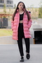 Pink Fur Inside Snap Fastener Hooded Girl's down Jacket 21319 - 4