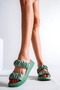 Green Women's 3 cm Wedge Heel