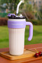 Think Different Large Insulated Mug with Handle and Straw – Leakproof, Portable Hot & Cold Drinks
