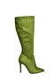 N372530102 Green Suede Thin Heeled Women's Boots - 5