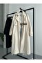 Double Breasted Collar Off White Trench Coat