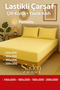 Yellow Elastic Bed Sheet + Pillow Cover Set Cotton Ranforce Fabric