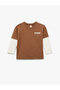 Long Sleeve Crew Neck Color Contrast Cotton Printed T-Shirt