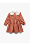 Viscose Blended Long Sleeve Floral Baby Collar Dress - 2