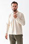 Men's Polo Neck Textured Cotton Sweatshirt Stone - 25K 1099 - 3