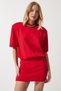 Padded Lycra Knitted Dress Lny0001 Red - 2