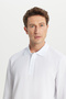 Men's White 100% Cotton Standard Fit Regular Fit Polo Neck Sweatshirt - 4