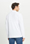 Men's White 100% Cotton Standard Fit Regular Fit Polo Neck Sweatshirt - 5