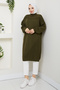 Women's Half Turtleneck Knitted Detailed Knitwear Tunic - 5