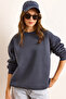 Women's Smoked Premium Shoulder Stitching Detailed Oversize Hooded Sweatshirt Swt-19000717