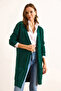 Women's Emerald Green Pocket Soft Textured Beard Cardigan Hrk-19000320 - 6