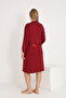 Striped Detail Midi Length Strappy Maternity and Postpartum Robe Nightdress Set - 3