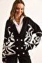 Women's Black Double Button Oversize Knitwear Cardigan Hrk-19000364