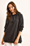 Women's Anthracite Skeleton Printed Hooded Oversize Sweatshirt Swt-19000723 - 2