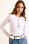 Women's White Button Detailed Corded Ottoman Blouse Blz-19003085 - 3