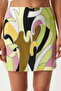 Patterned Mini Knitted Skirt Lfn0104 Pistachio Green Black - 4