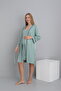 Striped Detail Midi Length Strappy Maternity and Postpartum Robe Nightdress Set