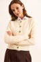 Women's Ecru Metal Button Detailed Crew Neck Cardigan Hrk-19000370 - 6